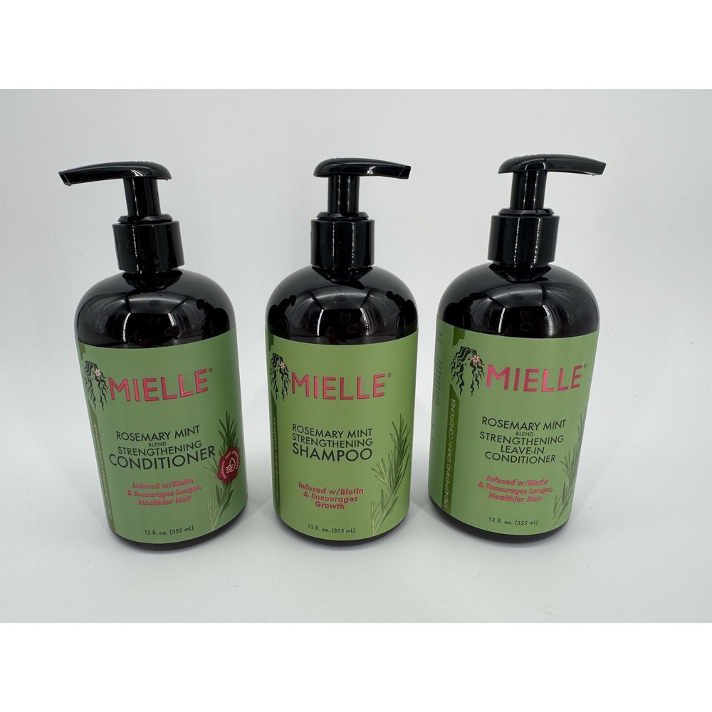 Mielle Organics Rosemary Mint Strengthening Leave In Conditioner Shampoo 12oz